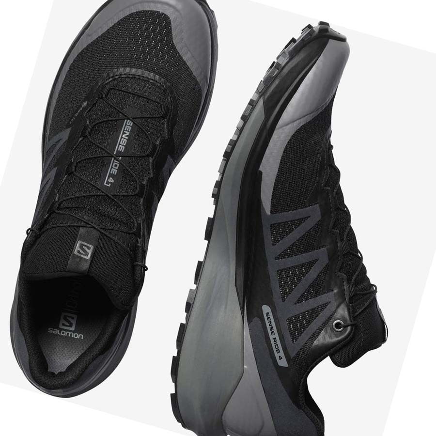 Salomon SENSE RIDE 4 GORE-TEX INVISIBLE FIT Trail Futócipő Férfi Fekete Fekete | HU 2106VRW